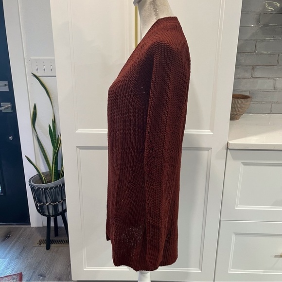 Love + Ellie Burgundy Long Open Cardigan Sweater Small - Picture 2 of 10